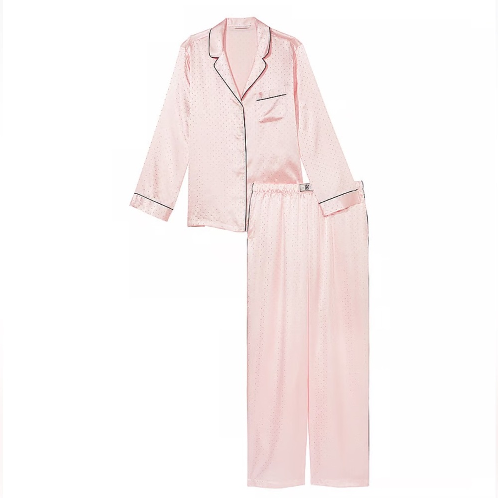 Victoria’s Secret Dew Drop Satin Long Pajama Set Medium